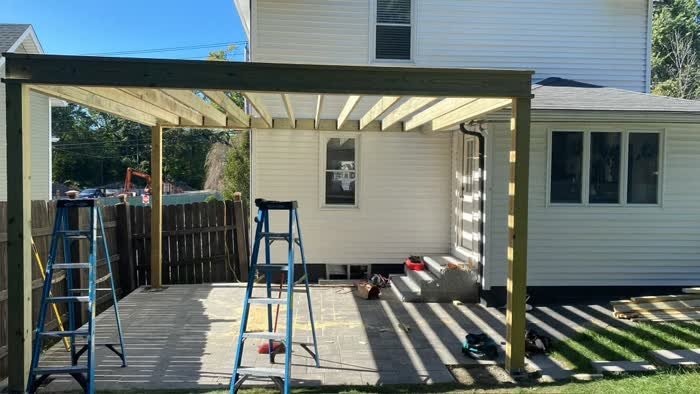 Pergola frame over a patio